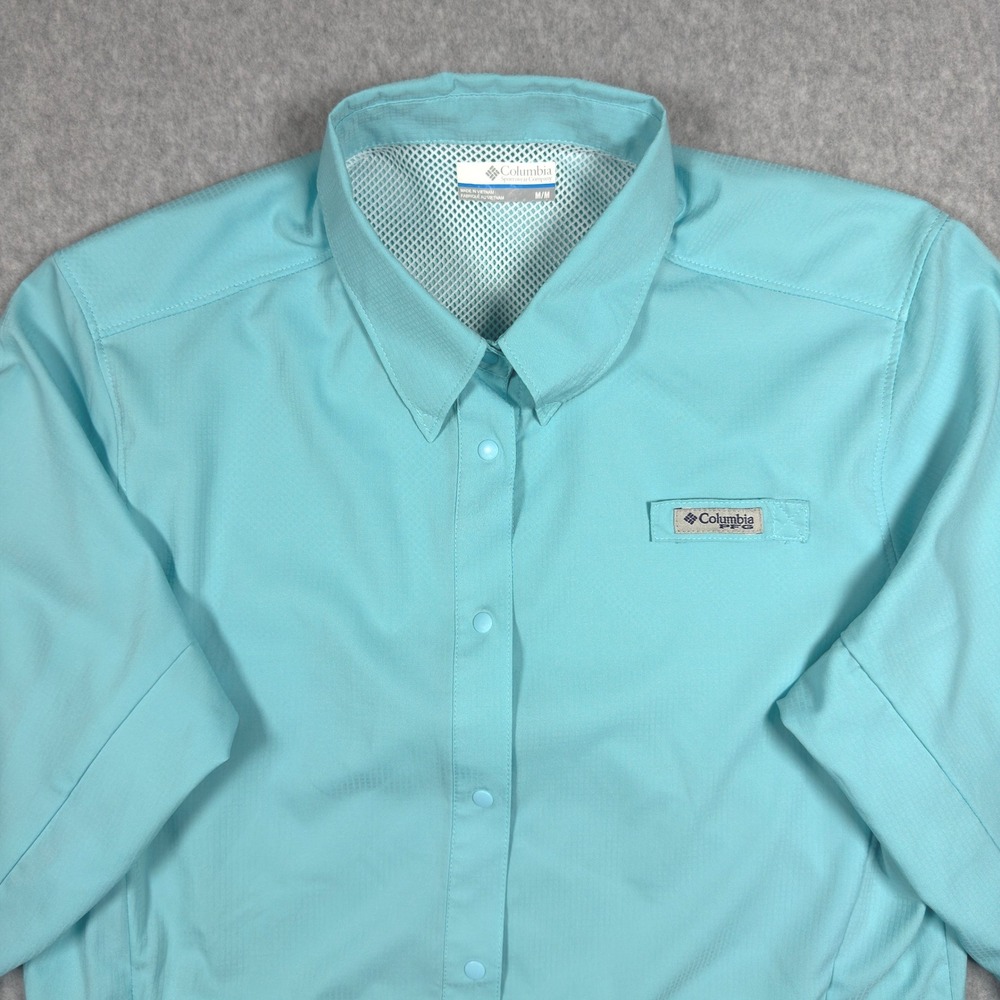Columbia PFG Womens Medium Blue Long Sleeve Snap Front Fishing Shirt Ventilated - Picture 4 of 12